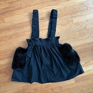 Carbon Solider girls jumpsuit dress 7 Black Sleeveless Top with Fur‎ side